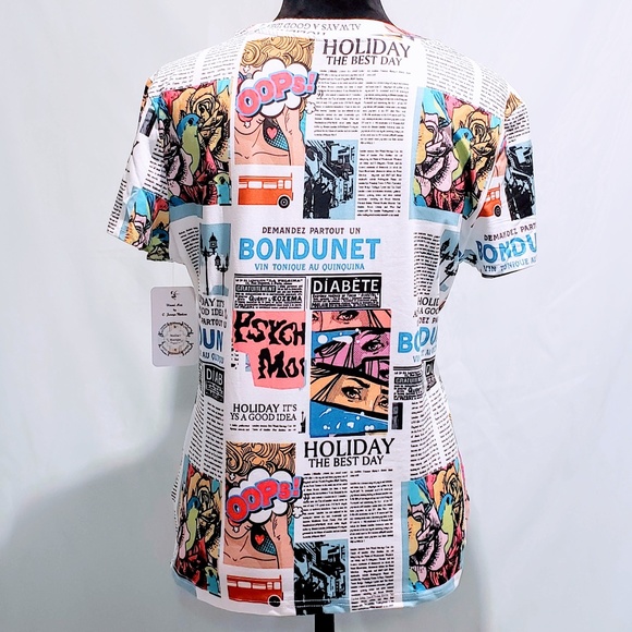 🆕Pop Newspaper print fitted T-shirt 🦄💋 - Picture 4 of 8